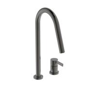 Ideal Standard Gusto robinet de cuisine 2 trous BD424A5 gris magnétique, avec bec haut et douchette extractible 2 fonctions