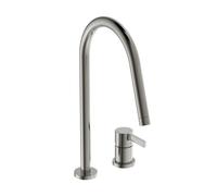 Ideal Standard Robinetterie de cuisine Gusto 2 trous BD422GN tempête d'argent, avec bec haut