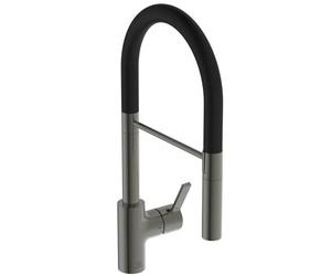 Ideal Standard - Gusto Mitigeur de cuisine, Semi Pro, avec vaporisateur extractible et d'un double spray, bec pivotant à 360°, 6,1 l/min, facile à installer avec la fixation EasyFix+, Magnetic Grey