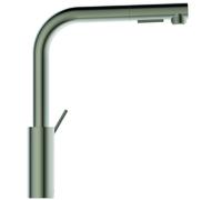 Ideal Standard Gusto Robinet de cuisine, bec rond, orientable, douchette extractible 2 fonctions, saillie 235mm, BD420GN, Couleur: Silver Storm