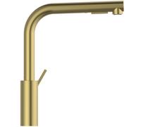 Ideal Standard Gusto Robinet de cuisine, bec rond, orientable, douchette extractible 2 fonctions, saillie 235mm, BD420A2, Couleur: Or brossÃ©