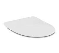 Ideal Standard i.life A Abattant WC, forme arrondie, Siège de toilette durable, comprenant un jeu de charnières pour une installation facile, en duroplast robuste - Blanc (365x445x25 mm)