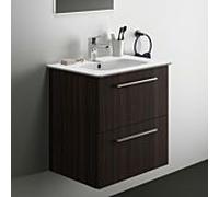 Ideal Standard i.life A ensemble lavabo pour meuble K8741NW 64x46x64,5cm, 1 trou pour robinetterie, poignée chrome brossé, chêne café