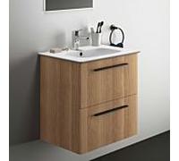 Ideal Standard i.life A ensemble lavabo pour meuble K8742NX 64x46x64,5cm, 1 trou pour robinetterie, poignée noire mate, chêne naturel