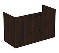 Ideal Standard i.life A paquet de lavabo pour meuble K8746NW 104x46x64,5cm, 1 trou pour robinetterie, poignée noire mate, chêne café