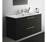Ideal Standard i.life A paquet de lavabo pour meuble K8747NV 124x46x64,5cm, 1 trou pour robinetterie, poignée en chrome brossé, gris carbone mat