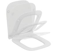 Ideal Standard i.life B abattant WC, design fin et angulaire - Blanc | Abattant WC antibactérien et amovible avec mécanisme de fermeture en douceur (Softclose) et charnières en inox, T5003HY