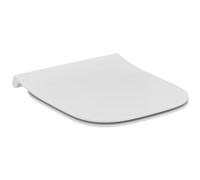 Ideal Standard i.life S Abattant WC, forme angulaire, Abattant de toilette durable avec système de dégagement rapide pour un nettoyage facile, en duroplast robuste - Blanc (360x410x50 mm)
