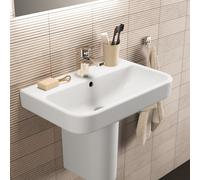 Ideal Standard lavabo compact i.life S T458301 avec trou pour robinetterie et trop-plein, 60 x 38 x 18 cm, blanc