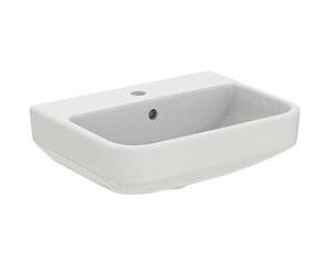 Ideal Standard I.LIFE S Lavabo Spécial Petit Espace Profondeur Réduite Salle de Bain Toilette Fixation Mur Céramique Blanc Percé 1Trou de Trop-Plein 50 x 38 cm T458501