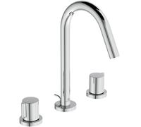 Ideal Standard Joy Mélangeur lavabo 3 trous, saillie 127mm, avec vidage métal, BC783AA, Couleur: chrome