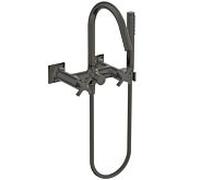 Ideal Standard Joy Neo mitigeur de bain à deux poignées BD162A5 apparent, avec douchette à main, saillie 190mm, poignées en croix, gris magnétique