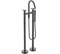 Ideal Standard Joy Neo mitigeur de bain à deux poignées BD168A5 à poser, avec douchette à main, poignées en croix, saillie 190 mm, gris magnétique