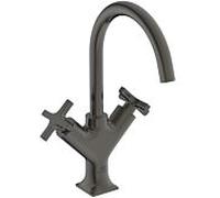 Ideal Standard Joy Neo mitigeur de lavabo à deux poignées BD151A5 poignées en croix, saillie 169 mm, avec garniture de vidange en métal, gris magnétique