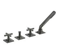 Ideal Standard Joy Neo mitigeur de salle de bain 4 trous BD166A5 sans bec, avec douchette à main, poignées en croix, gris magnétique