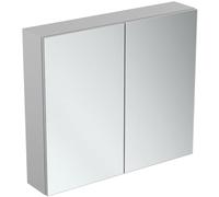 Ideal Standard - Miroir conteneur avec Deux Portes à Fermeture ralentie et Miroir grossissant intérieur, lumière LED inférieure, 80x70, 10W, Neutre