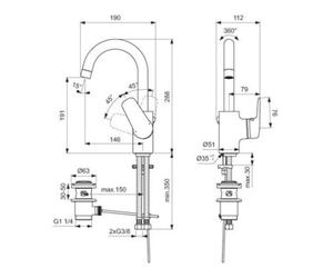 Ideal Standard Mitigeur de lavabo CERAFLEX avec bec haut pivotant chromé Quantité:1