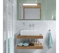Ideal Standard Pack avec vasque 60 x 42 cm + plan vasque 100x8x50 cm brun clair + fixation pour plan vasque (EggerStrada-1)