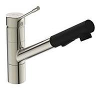 Ideal Standard robinet de cuisine CeraLook BC297GN, bec centré, douchette à main, saillie 233 mm, aspect acier inoxydable