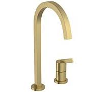 Ideal Standard Robinet de cuisine Gusto 2 trous BD423A2 or brossé, avec bec haut carré