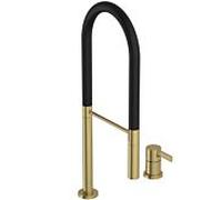 Ideal Standard Robinet de cuisine Gusto 2 trous BD425A2 or brossé, avec douchette 2 fonctions en métal