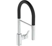 Ideal Standard Robinet de cuisine Gusto Semi-Professionnel BD417AA chromé, douchette extractible