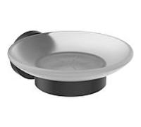 Ideal Standard Porte-savon mural IOM Match2 A9122XG Verre satiné rond Noir mat Fixations incluses
