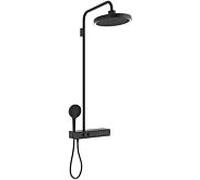 Ideal Standard Solos système de douche A7883XG avec thermostat de douche, douche à effet pluie avec anneau lumineux LED, noir soie