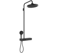Système de douche Ideal Standard Solos A7883XG avec thermostat de douche apparent Ceratherm Navigo® et étagère, douche de tête avec anneau lumineux LED, douchette 3 fonctions et douche de tête, Noir S