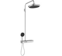 Système de douche Ideal Standard Solos A7883AA avec thermostat de douche apparent Ceratherm Navigo® et étagère, douche de tête avec anneau lumineux LED, douchette 3 fonctions et douche de tête, chromé