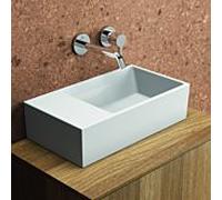 Ideal Standard supplémentaire T3921MA 45x25x15cm, banc de robinetterie à gauche, avec trop-plein, sol, sans trou pour robinetterie, blanc Ideal Plus