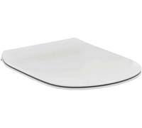 Ideal Standard Tesi Abattant WC, Forme en D, Siège de toilettes avec frein de chute et option de libération rapide, en duroplast robuste - Blanc Mat (370x450x45 mm)