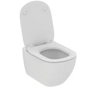 Ideal Standard TESI Ensemble Cuvette WC Suspendu Sans bride, Abattant UltraFin, Simple sans frein de chute, Technologie Aquablade, Cuvette de toilette Blanc T354701