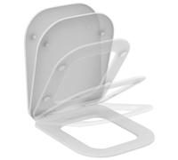 Ideal Standard Tonic II Abattant WC, forme angulaire, Siège de toilettes avec frein de chute et option de libération rapide, en duroplast robuste - Blanc (360x450x40 mm)