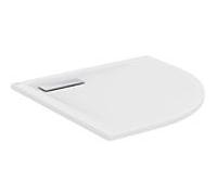 Ideal Standard Ultra Flat Nouveau receveur de douche quart de cercle T4491V1 80 x 80 x 2,5 cm, blanc soie, garniture de vidange avec couvercle