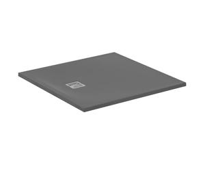 Ideal Standard - Ultra Flat S+, Receveur de douche carré ultra-mince en résine effet pierre, 100x100cm, Ideal Solid, Gris ciment