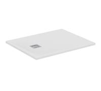 Ideal Standard - Ultra Flat S+, Receveur de douche rectangulaire ultra-mince en résine effet pierre, 100x80cm, Ideal Solid, Échappement côté court, Blanc