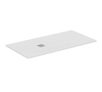 Ideal Standard - Ultra Flat S+, Receveur de douche rectangulaire ultra-mince en résine effet pierre, 160x80cm, Ideal Solid, Échappement côté court, Blanc