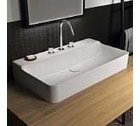 Ideal Standard Vasque Conca T3830MA avec 3 trous pour robinetterie, sans trop-plein, sol, 800 x 450 x 145 mm, blanc Ideal Plus