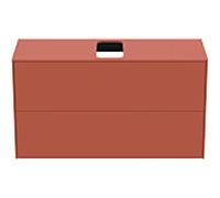 Ideal Standard vasque Conca T3948Y3 avec découpe, 2 tiroirs, 100x37x55 cm, centre, laqué mat Sunset