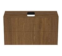 Ideal Standard vasque Conca T3948Y5 avec découpe, 2 tiroirs, 100x37x55 cm, centre, placage noyer foncé