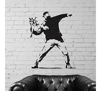 Ideal Stencils Banksy Fleur Lanceur Réplique Pochoir XXL/ 77x93cm - Mylar 190 microns - Réutilisable - Décor Maison & Art Artisanat Peinture - Semi Transparent - Banksy Flower Thrower Stencil