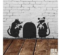 Ideal Stencils Banksy Portiers Rats Pochoir | Réutilisable Décor Maison & Art Artisanat Peinture Pochoir - Semi Transparent Pochoir, XXL/ 54X109CM