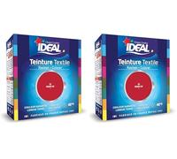 IDEAL - Teinture Tissus Liquide Maxi 03 Rouge Vif - 75 ml + 1 Dose de Fixateur 100 g - Teinture Textile Longue Tenue - Coton, Lin, Soie, Viscose - Efficace dès 40°C - Fabrication Française (Lot de 2)