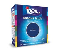 IDEAL - Teinture Tissus Liquide Maxi 07 Bleu Marine - 75 ml + 1 Dose de Fixateur 100 g - Teinture Textile Longue Tenue - Coton, Lin, Soie, Viscose - Efficace dès 40°C - Fabrication Française