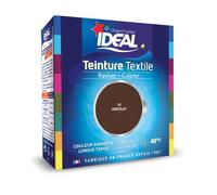 IDEAL - Teinture Tissus Liquide Maxi 10 Chocolat - 75 ml + 1 Dose de Fixateur 100 g - Teinture Textile Longue Tenue - Coton, Lin, Soie, Viscose - Efficace dès 40°C - Fabrication Française