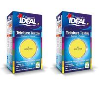 IDEAL - Teinture Tissus Liquide Mini 02 Citron - 40 ml + 1 Dose de Fixateur 50 g - Teinture Textile Longue Tenue - Coton, Lin, Soie, Viscose - Efficace dès 40°C - Fabrication Française (Lot de 2)