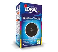 IDEAL - Teinture Tissus Liquide Mini 13 Noir - 40 ml + 1 Dose de Fixateur 50 g - Teinture Textile Longue Tenue - Coton, Lin, Soie, Viscose - Efficace dès 40°C - Fabrication Française