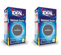 IDEAL - Teinture Tissus Liquide Mini 67 Gris Anthracite - 40 ml + 1 Dose de Fixateur 50 g - Teinture Textile Longue Tenue - Coton, Lin, Soie, Viscose - Efficace dès 40°C - Fabrication Française
