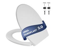 IDEALHOUSE Abattant de WC avec système d'abaissement automatique, siège de WC antibactérien, montage facile, dégagement rapide pour un nettoyage facile, Duroplast urée, charge maximale 150 kg, blanc